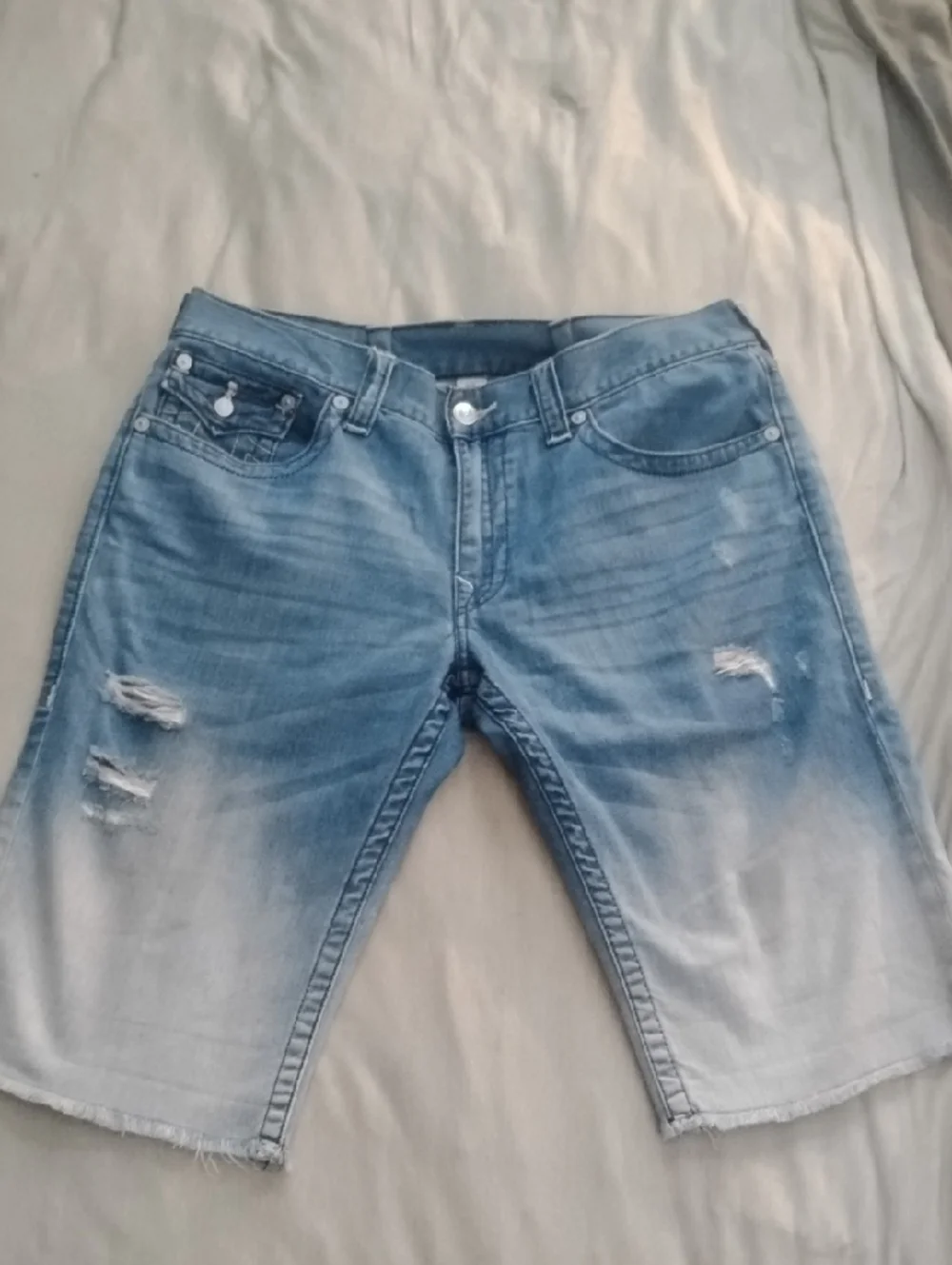True Religion Blue Ombre Jean Shorts